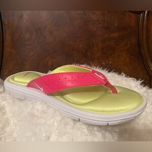 Nike Neon Lime Footbed with Hot Pink Thong Sandal